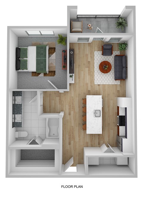 a floor plan of a bedroom with a bathroom and a living room